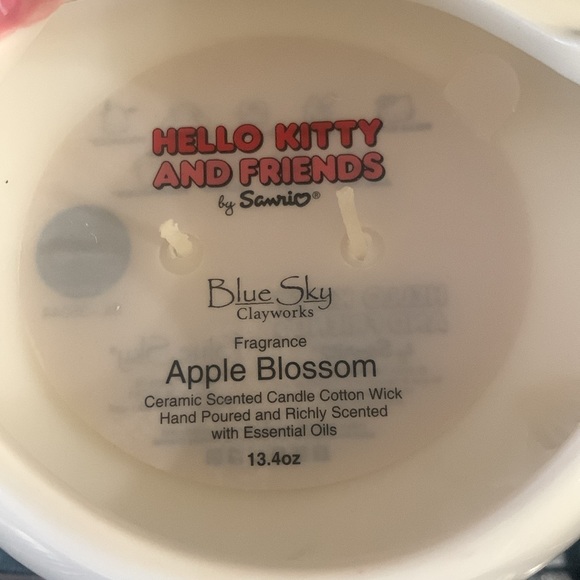 New Hello Kitty + Blue Sky Clayworks Pink Bow Apple Blossom Ceramic Candle - Picture 8 of 8